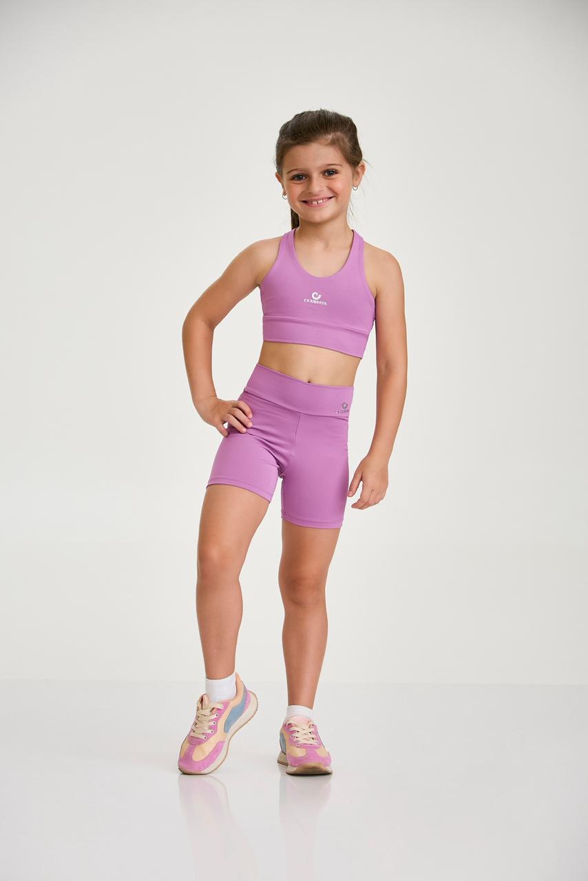 Conjunto Top + Short Cajubrasil Kids Lilás