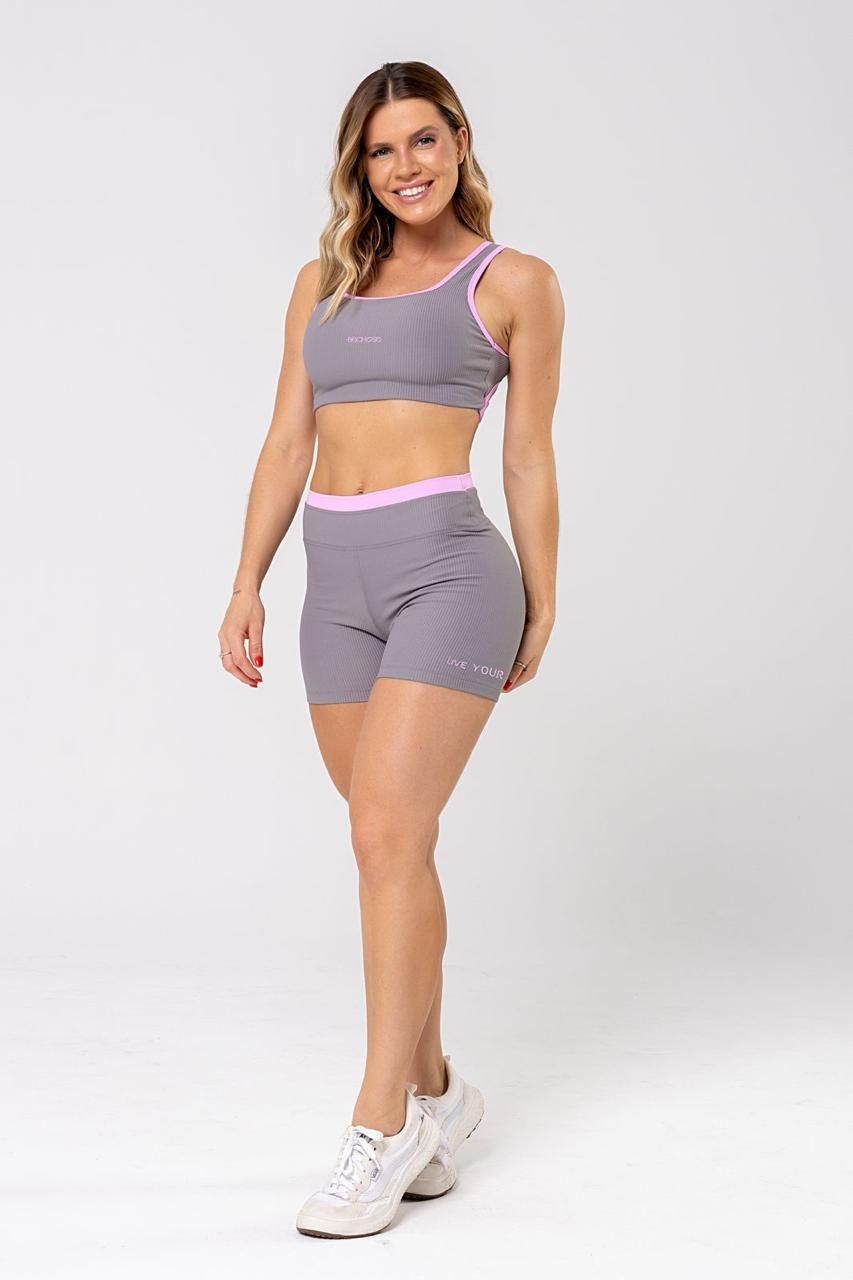 Conjunto Top + Short Bechose Ribbed