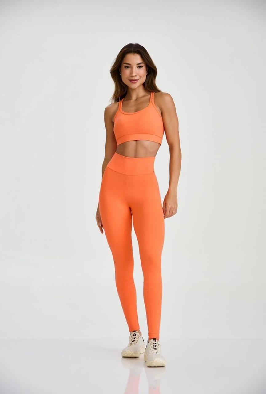 Conjunto Top + Legging Cajubrasil Laranja Neon