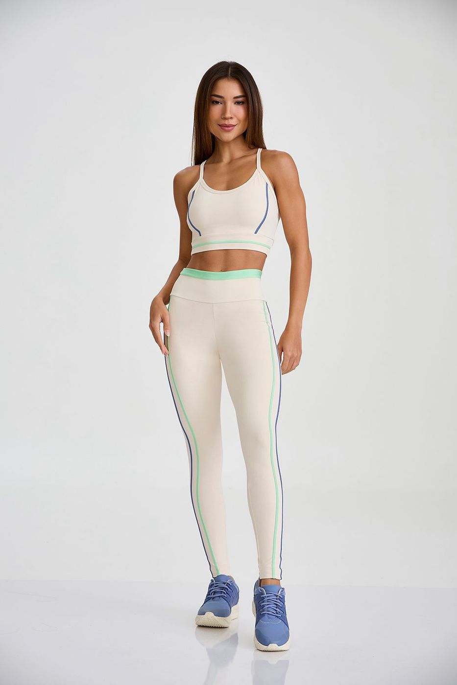 Conjunto Top + Legging Cajubrasil Off White Piping