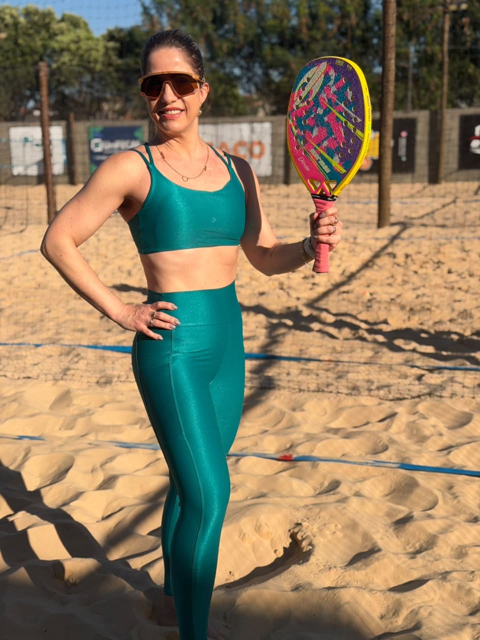 Conjunto Top + Legging Duzani Verde Canelado