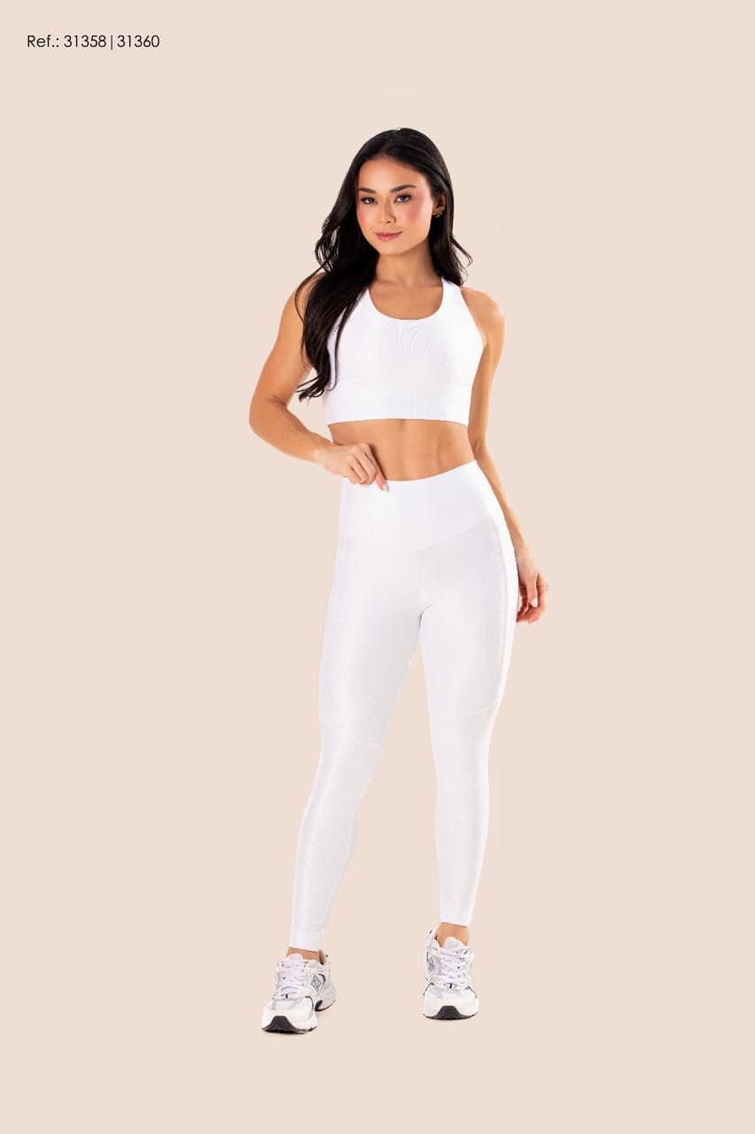 Conjunto Branco Duzani canelado