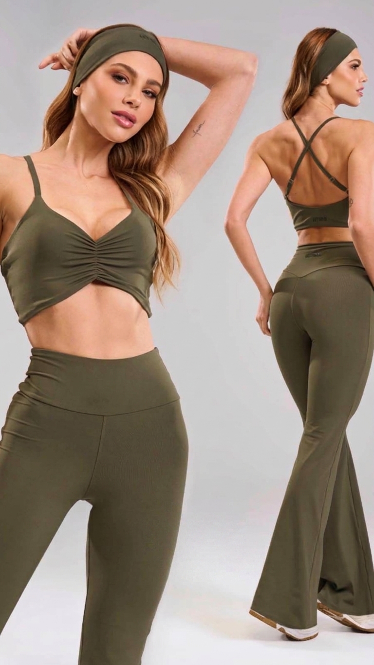 Conjunto Top + Calça Flare Let's Gym