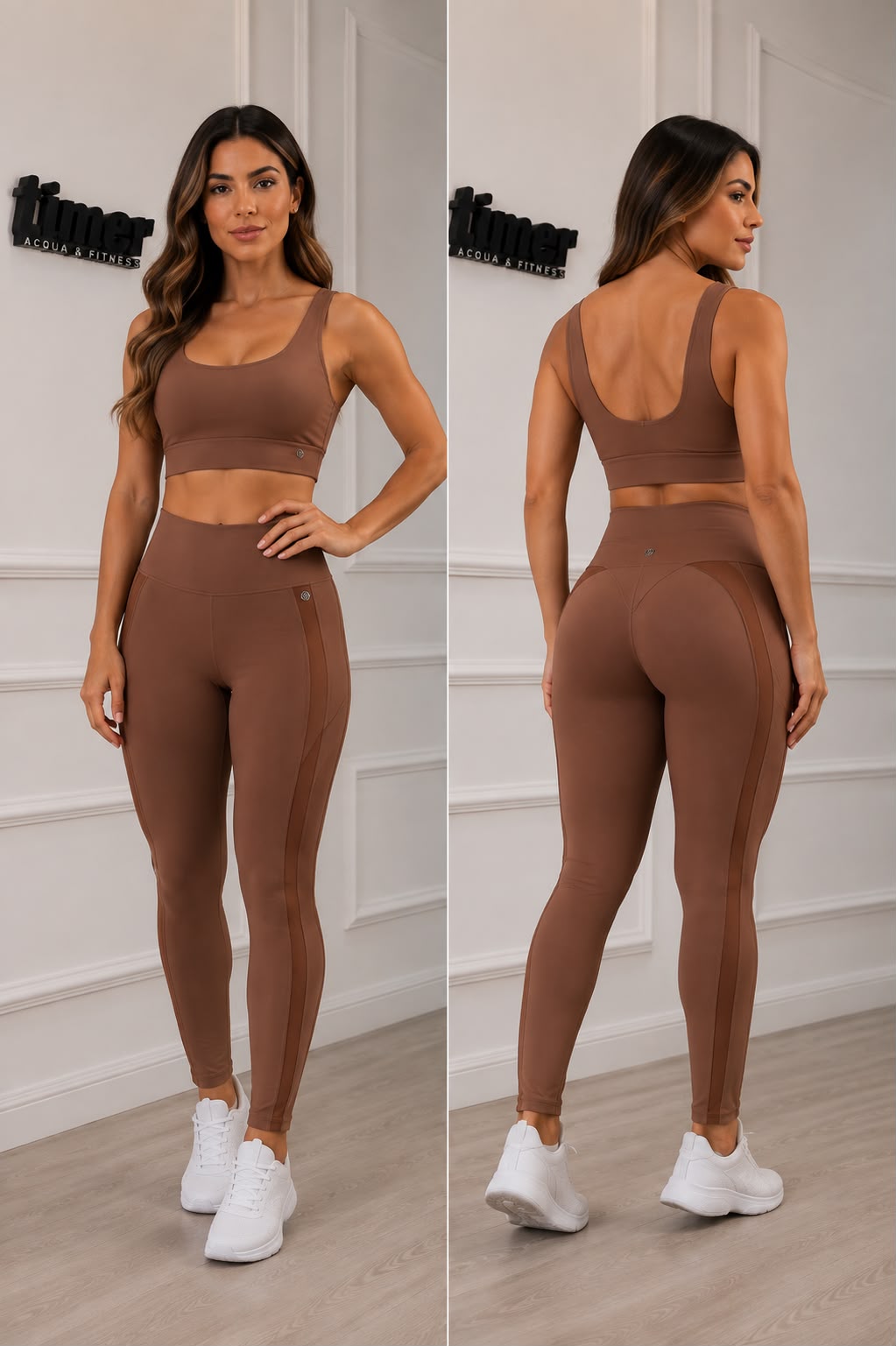 Conjunto Top + Legging Timboré Chocolate Pocket
