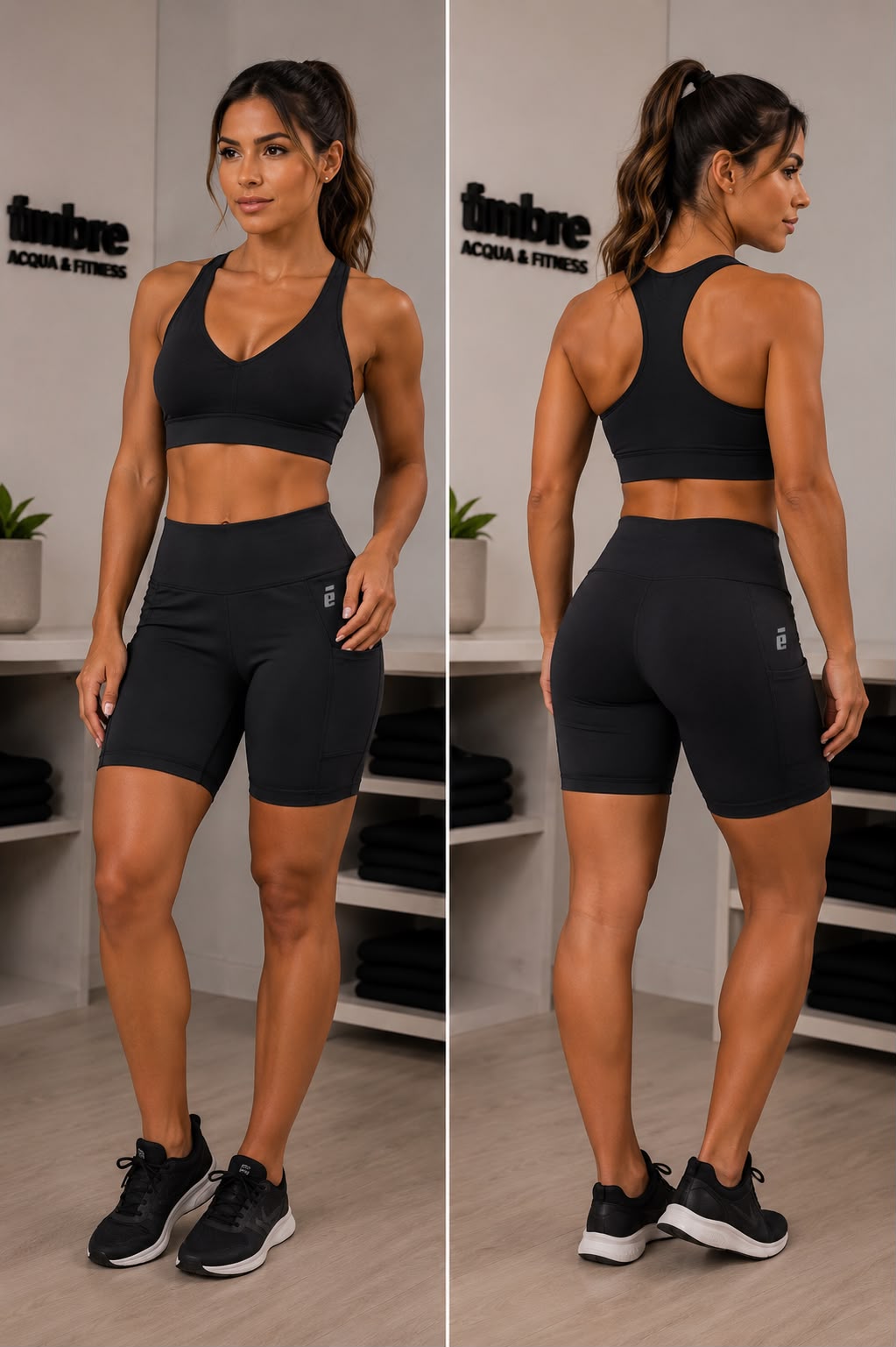 Conjunto Top + Short Timboré Preto Pocket